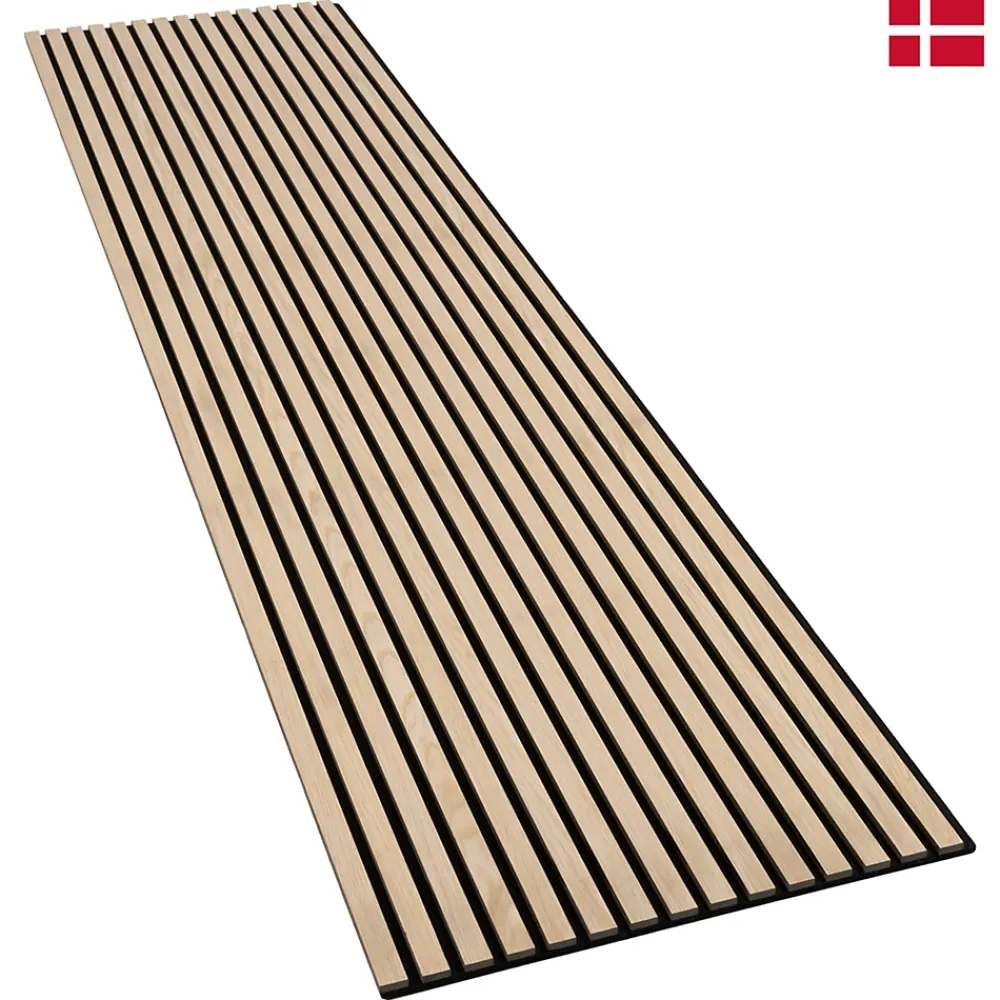 Nordic Acoustics Panneau Tasseau Bois<Panneaux acoustiques PREMIUM en placage bois chene naturel sur MDF noir 240x60 cm