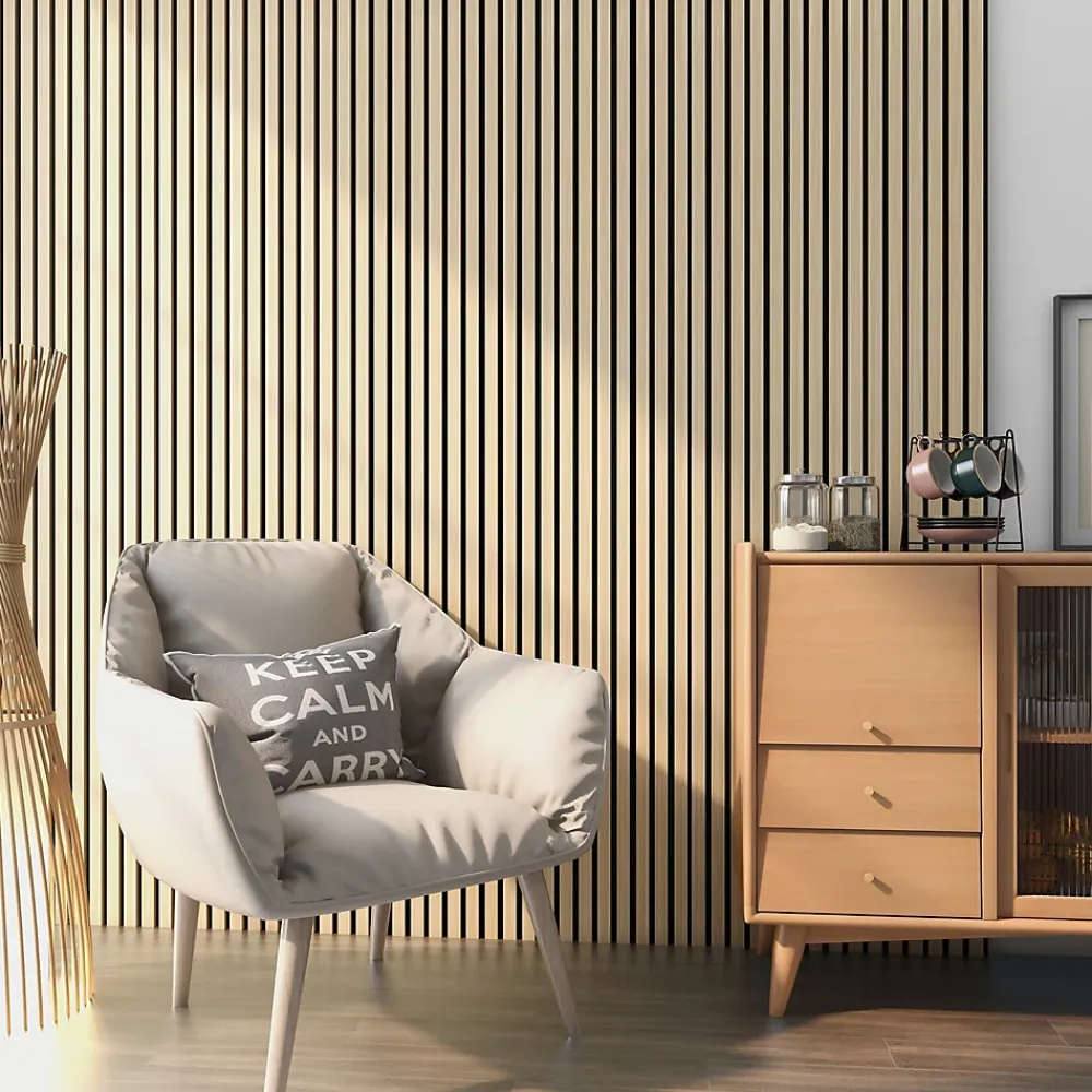 Neu.Holz Panneaux acoustiques Vang lot de 16 panneaux effet chêne- Panneau Décoratif En Bois