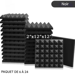 Mel deco Panneau Décoratif En Bois<Panneaux de Mousse Acoustique Pyramidale - Isolation Phonique Studio - 6 Pièces, 5 cm - 30x30cm