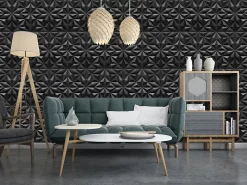 Deccart Panneaux de plafond et panneaux muraux Decoratif 3D Onyx Noir 5m² / 20pièces- Panneau Mural Décoratif