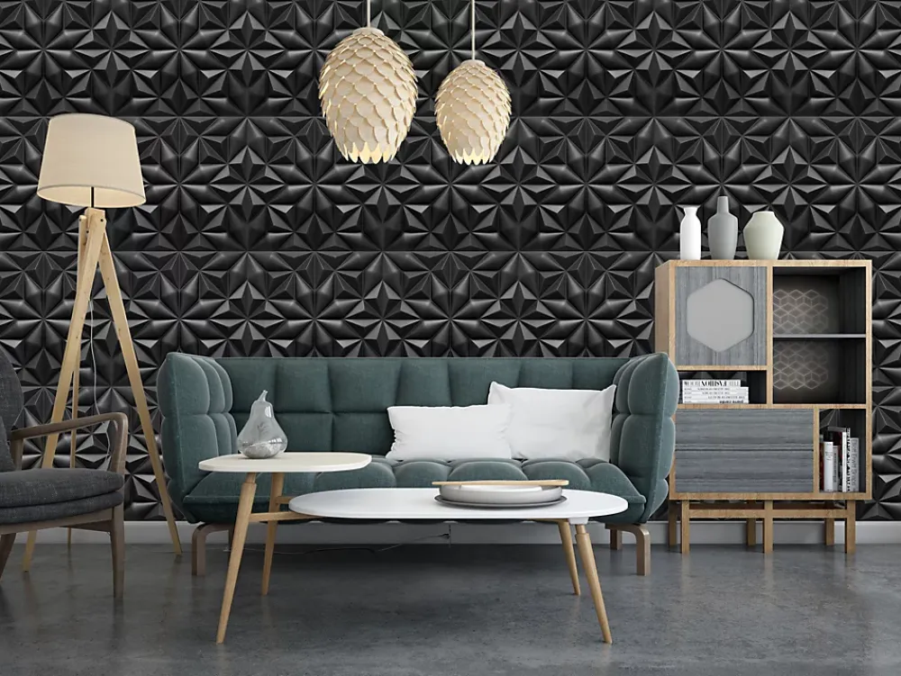 Deccart Panneaux de plafond et panneaux muraux Decoratif 3D Onyx Noir 5m² / 20pièces- Panneau Mural Décoratif