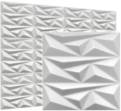 Deccart Panneaux de plafond et panneaux muraux Decoratif 3D Topaz Blanc 8m² / 32pièces- Panneau Mural Décoratif