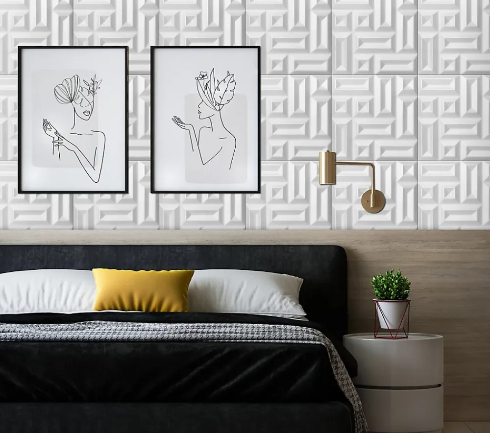 Deccart Panneaux de plafond et panneaux muraux Decoratif 3D Square 8m² / 32pièces- Panneau Mural Décoratif