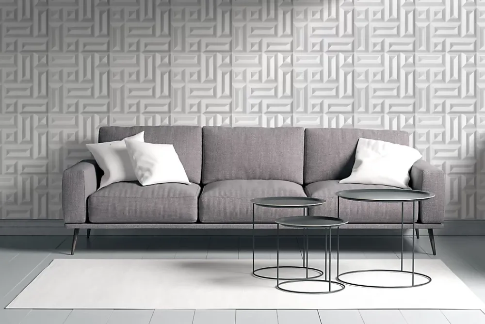 Deccart Panneaux de plafond et panneaux muraux Decoratif 3D Square 8m² / 32pièces- Panneau Mural Décoratif