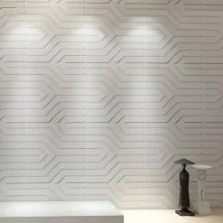 Deccart Panneau Mural Décoratif<Panneaux de plafond et panneaux muraux Decoratif 3D Zygzak Blanc 2m² / 8pièces