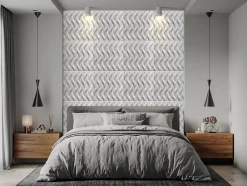 Deccart Panneaux de plafond et panneaux muraux Decoratif 3D Ogien Blanc 2m² / 8pièces- Panneau Mural Décoratif