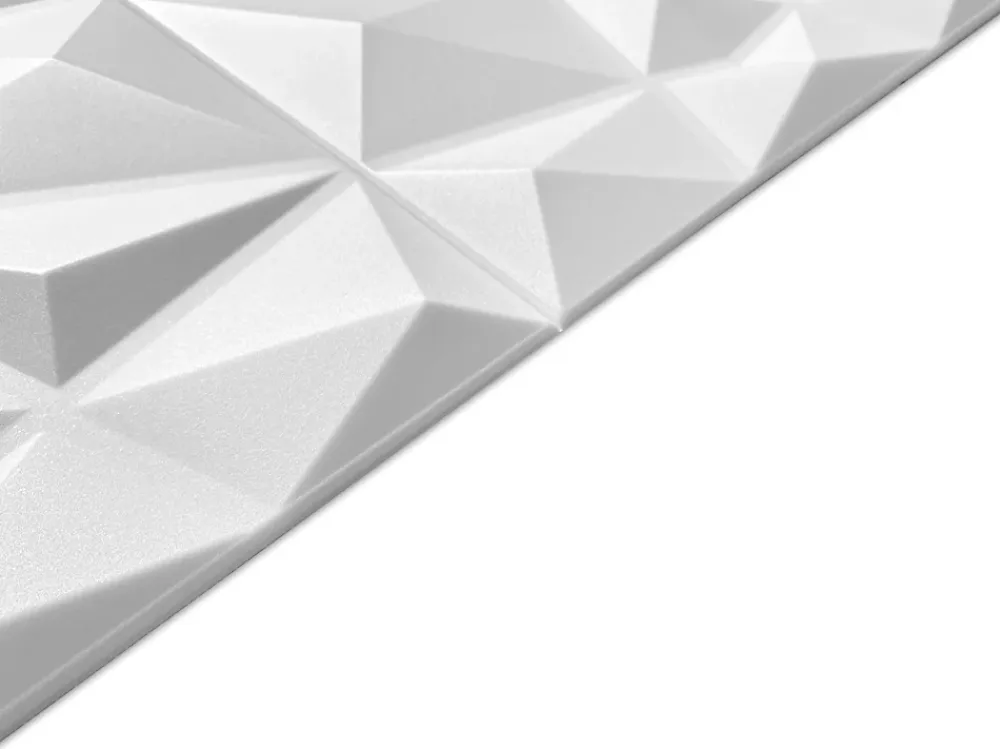 Deccart Panneaux de plafond et panneaux muraux Decoratif 3D Bursztyn Blanc 12m² / 48pièces- Panneau Mural Décoratif