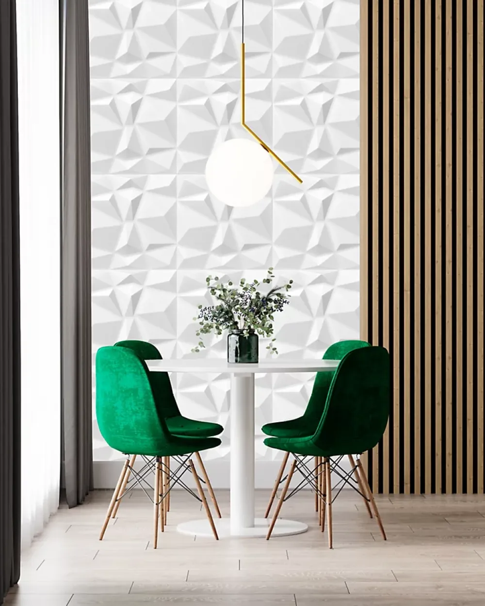 Deccart Panneaux de plafond et panneaux muraux Decoratif 3D Bursztyn Blanc 12m² / 48pièces- Panneau Mural Décoratif