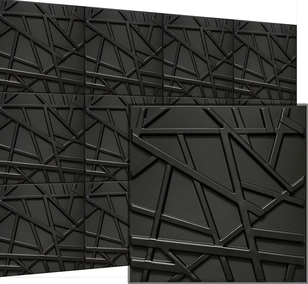 Deccart Panneaux de plafond et panneaux muraux Decoratif 3D Line Noir 8m² / 32pièces- Panneau Mural Décoratif