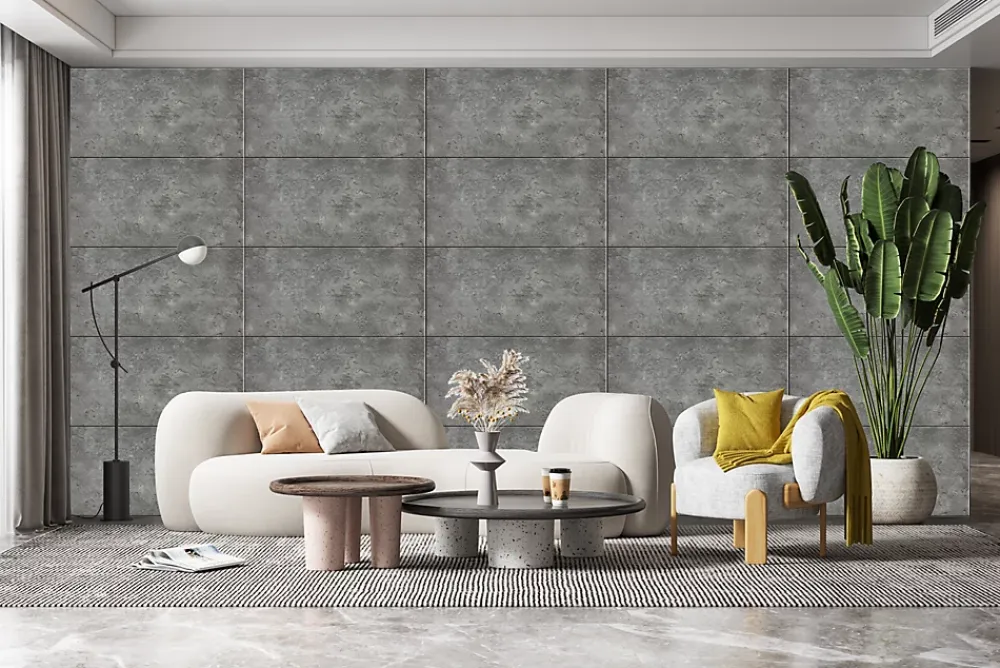 Deccart Panneaux de plafond et panneaux muraux Decoratif 7014XL Béton 4m² / 8pièces- Panneau Mural Décoratif
