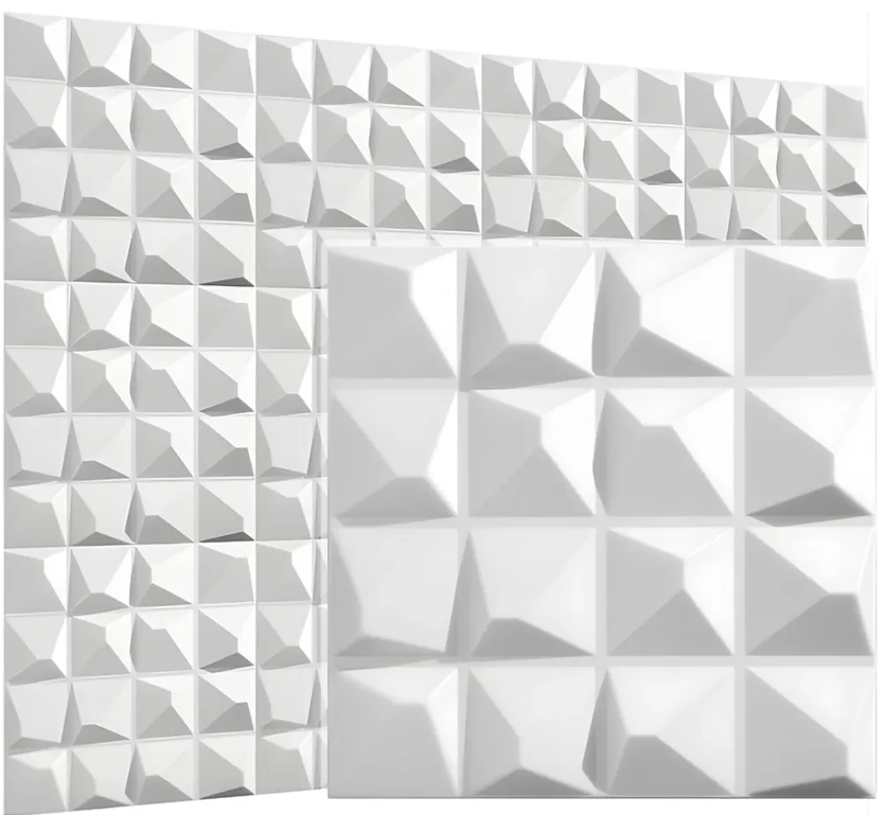 Deccart Panneaux de plafond et panneaux muraux Decoratif 3D Kristal Blanc 8m² / 32pièces- Panneau Mural Décoratif