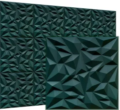 Deccart Panneaux de plafond et panneaux muraux Decoratif 3D Ametyst "62" Vert 8m² / 32pièces- Panneau Mural Décoratif