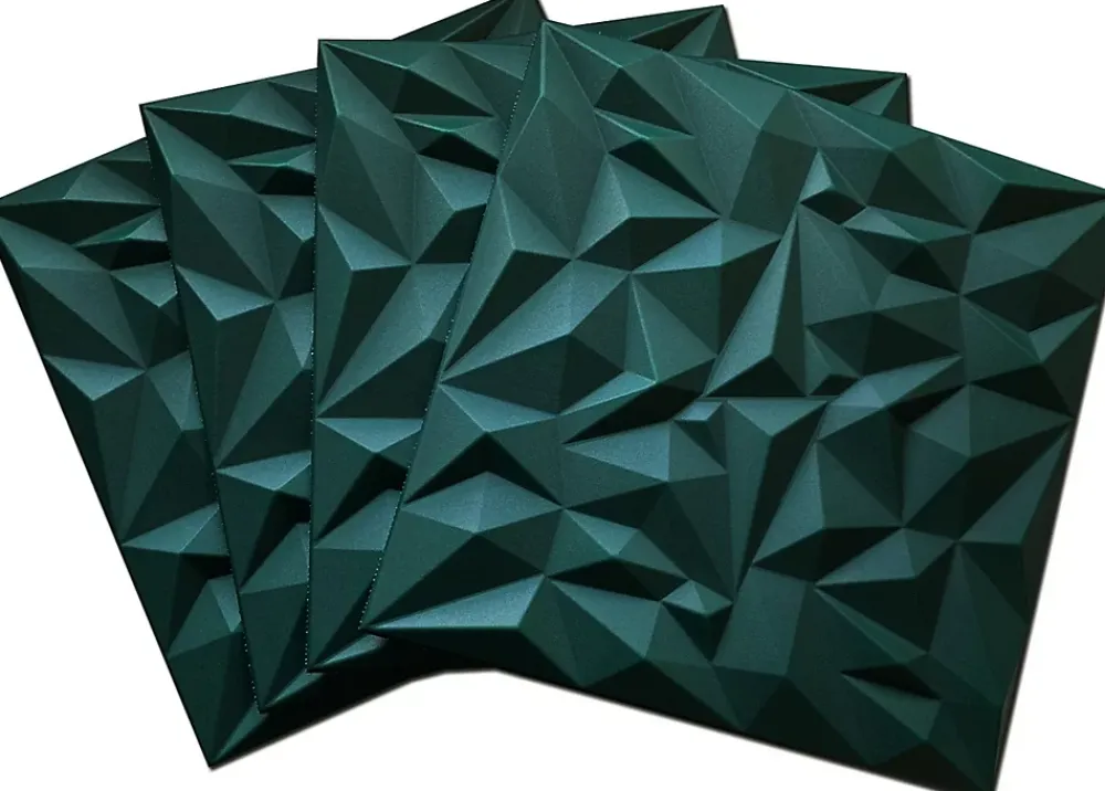 Deccart Panneaux de plafond et panneaux muraux Decoratif 3D Ametyst "62" Vert 8m² / 32pièces- Panneau Mural Décoratif
