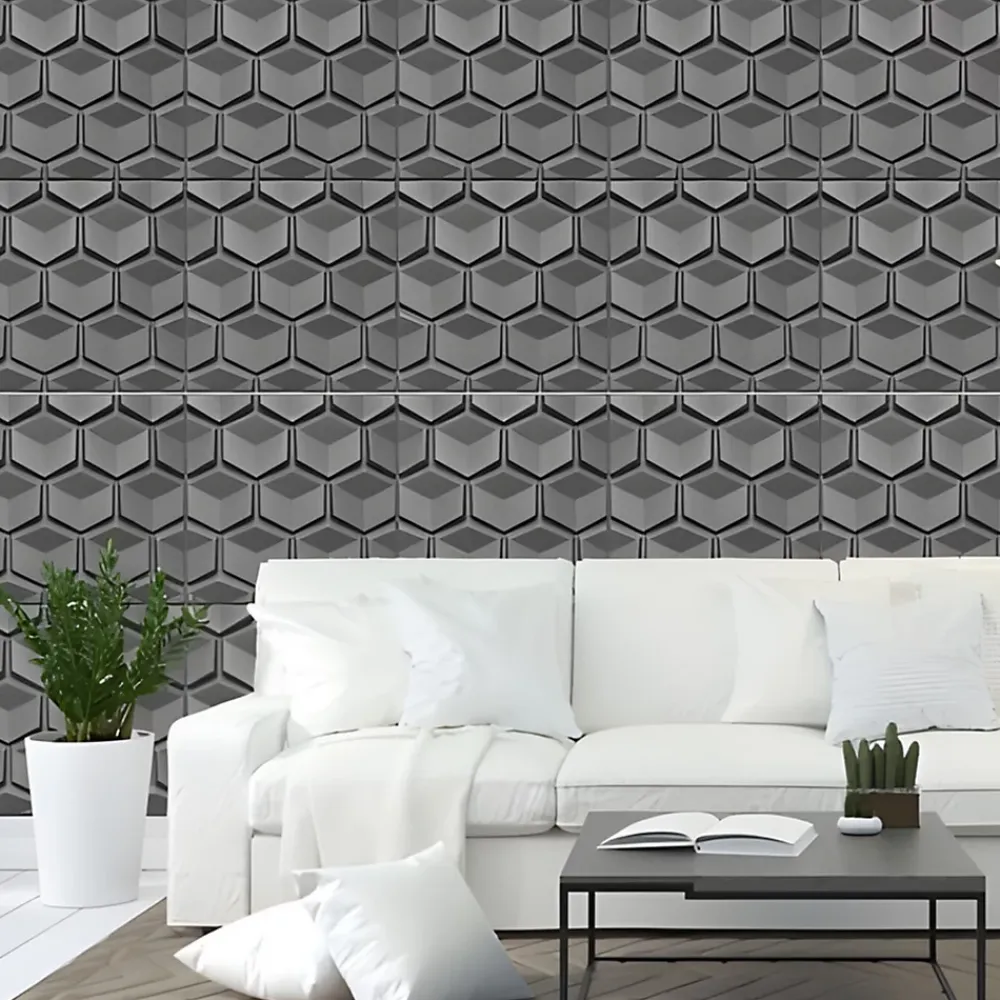 Deccart Panneaux de plafond et panneaux muraux Decoratif 3D Honey Gris 2m² / 8pièces- Panneau Mural Décoratif