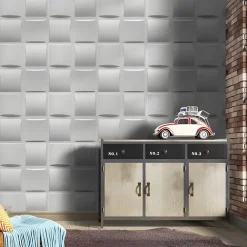 Deccart Panneaux de plafond et panneaux muraux Decoratif 3D Pled Blanc 8m² / 12pièces- Panneau Mural Décoratif