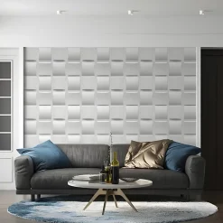 Deccart Panneaux de plafond et panneaux muraux Decoratif 3D Pled Blanc 8m² / 12pièces- Panneau Mural Décoratif