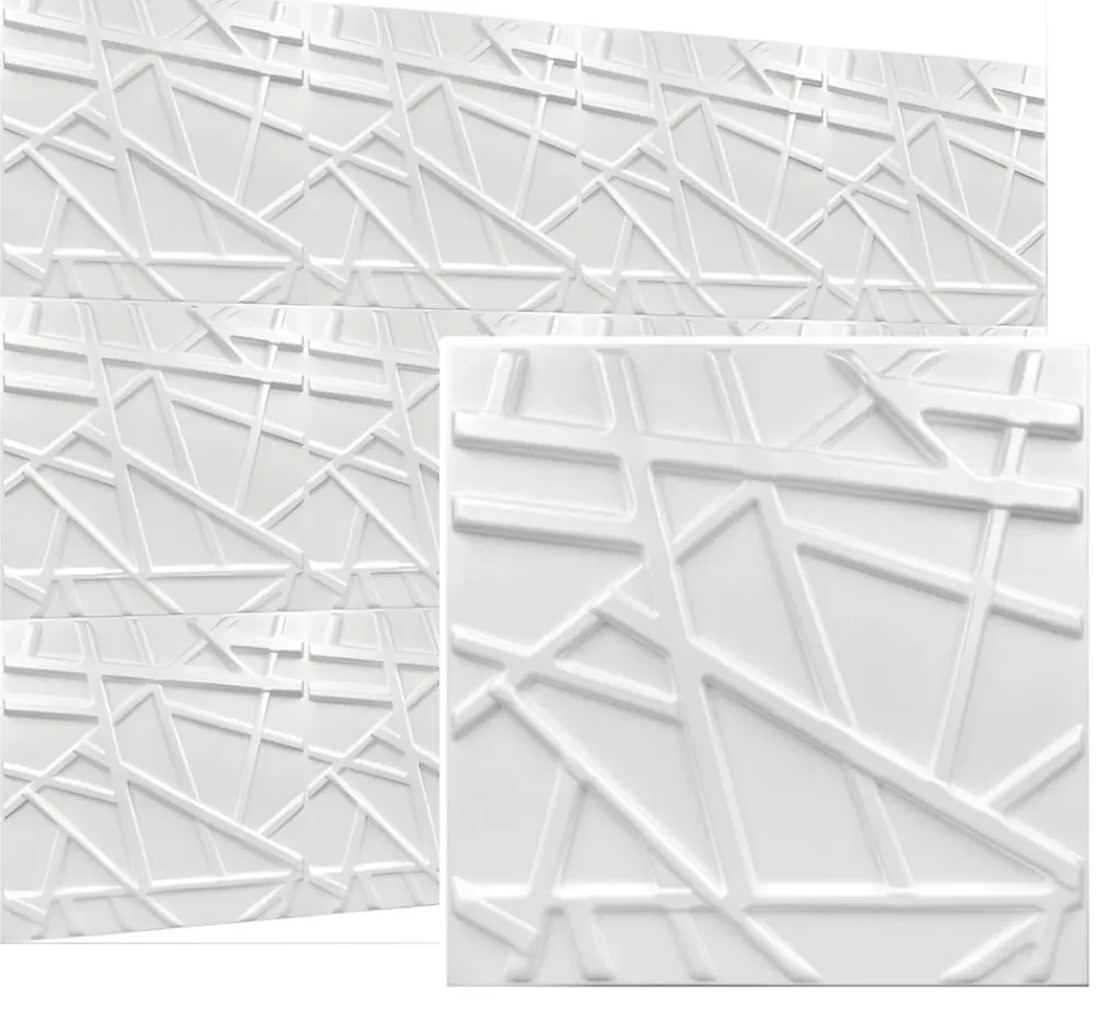 Deccart Panneaux de plafond et panneaux muraux Decoratif 3D Line Blanc 5m² / 20pièces- Panneau Mural Décoratif