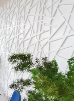 Deccart Panneaux de plafond et panneaux muraux Decoratif 3D Line Blanc 5m² / 20pièces- Panneau Mural Décoratif