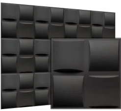Deccart Panneaux de plafond et panneaux muraux Decoratif 3D Pled Noir 12m² / 48pièces- Panneau Mural Décoratif