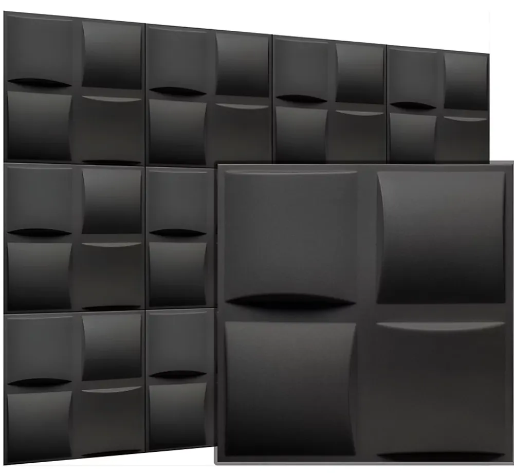 Deccart Panneaux de plafond et panneaux muraux Decoratif 3D Pled Noir 12m² / 48pièces- Panneau Mural Décoratif