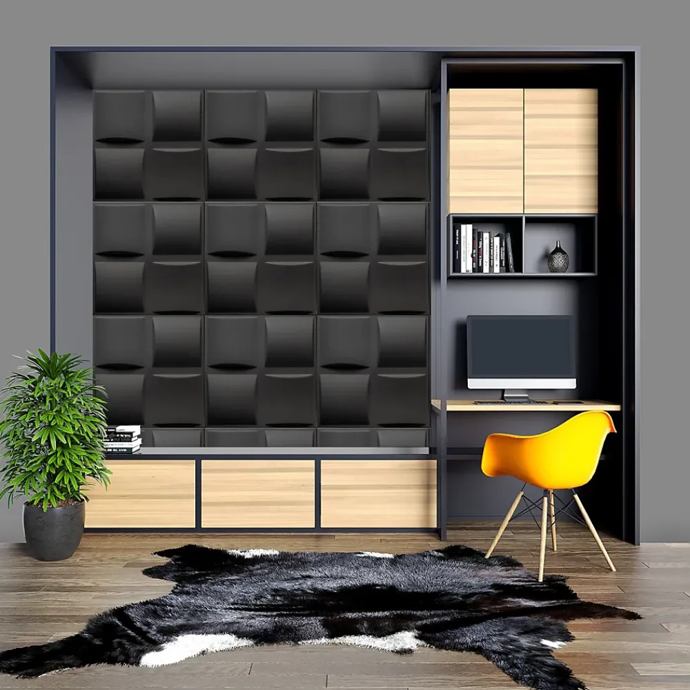 Deccart Panneaux de plafond et panneaux muraux Decoratif 3D Pled Noir 12m² / 48pièces- Panneau Mural Décoratif