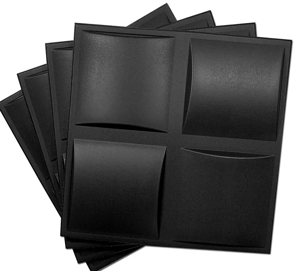 Deccart Panneaux de plafond et panneaux muraux Decoratif 3D Pled Noir 12m² / 48pièces- Panneau Mural Décoratif