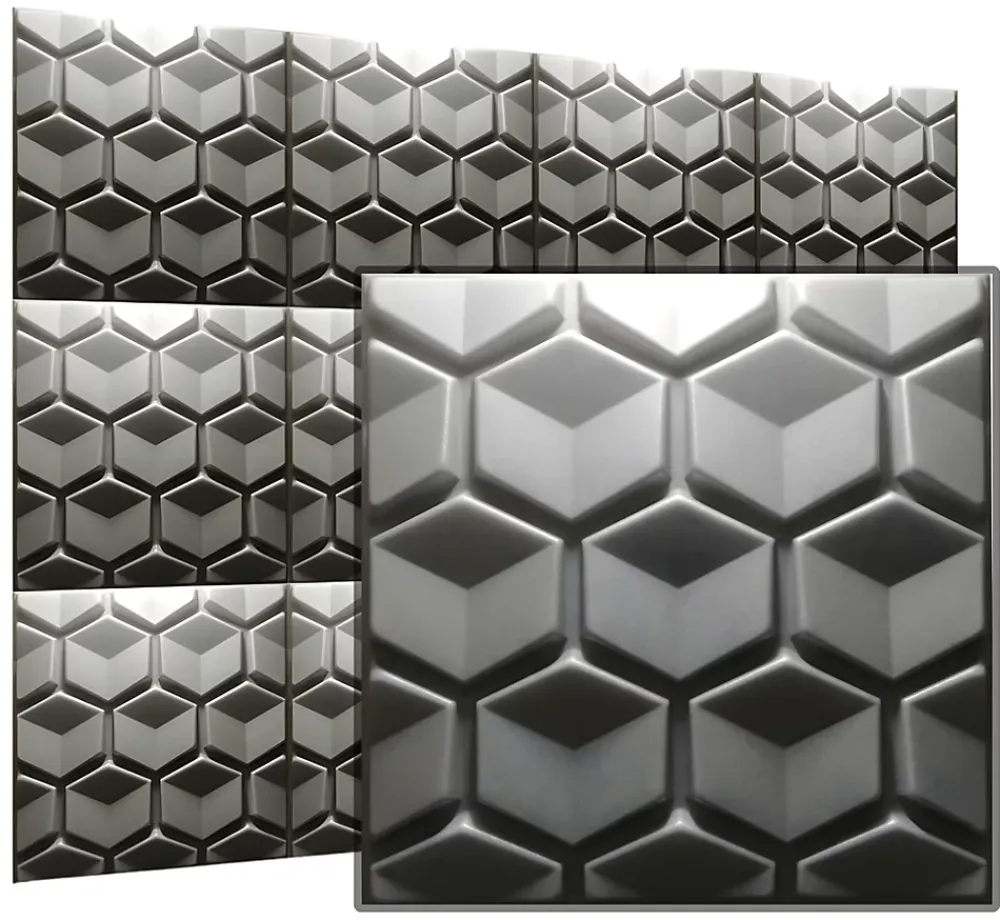Deccart Panneaux de plafond et panneaux muraux Decoratif 3D Honey Gris 8m² / 32pièces- Panneau Mural Décoratif