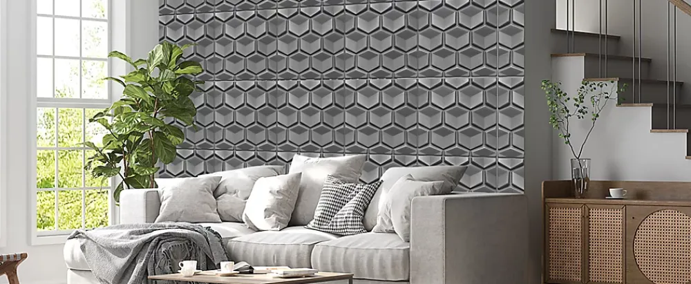 Deccart Panneaux de plafond et panneaux muraux Decoratif 3D Honey Gris 8m² / 32pièces- Panneau Mural Décoratif