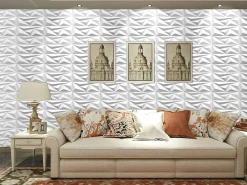 Deccart Panneaux de plafond et panneaux muraux Decoratif 3D Topaz Blanc 2m² / 8pièces- Panneau Mural Décoratif