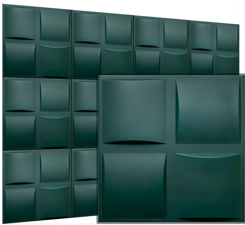 Deccart Panneaux de plafond et panneaux muraux Decoratif 3D Pled "62" Vert 12m² / 48pièces- Panneau Mural Décoratif
