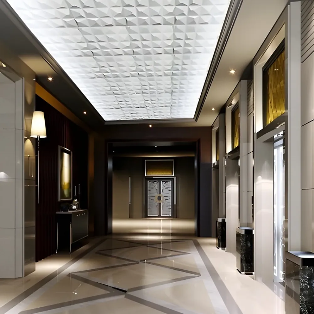 Deccart Panneaux de plafond et panneaux muraux Decoratif 3D Kristal Blanc 5m² / 20pièces- Panneau Mural Décoratif