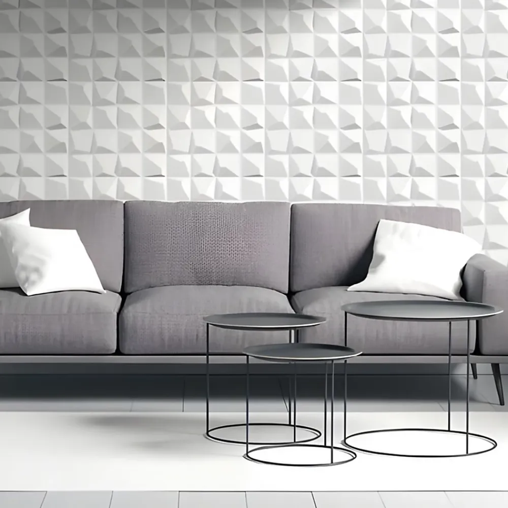 Deccart Panneaux de plafond et panneaux muraux Decoratif 3D Krystal Blanc 2m² / 8pièces- Panneau Mural Décoratif