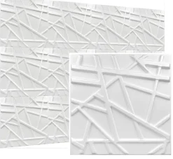 Deccart Panneaux de plafond et panneaux muraux Decoratif 3D Line Blanc 12m² / 48pièces- Panneau Mural Décoratif