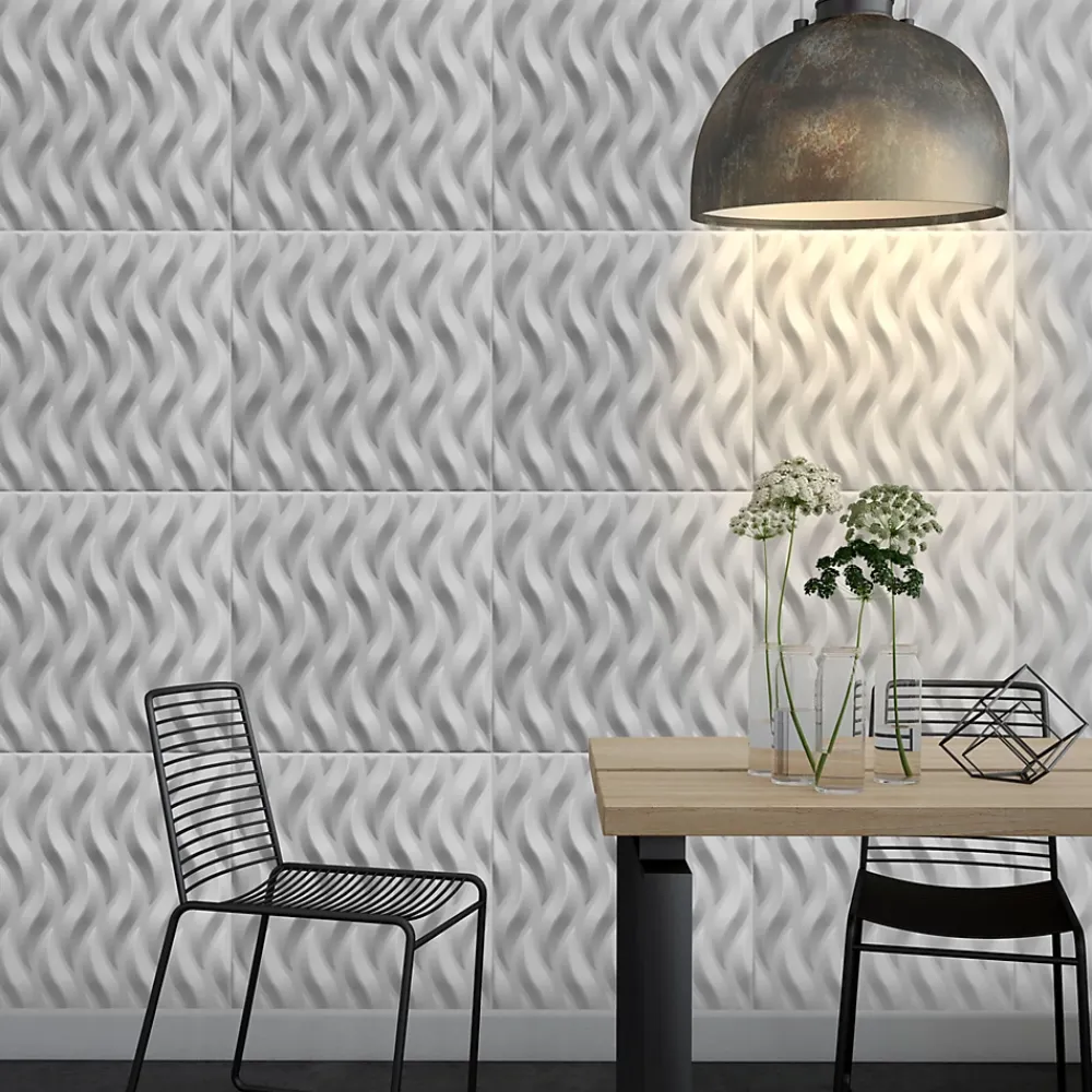 Deccart Panneaux de plafond et panneaux muraux Decoratif 3D Ogien Blanc 5m² / 20pièces- Panneau Mural Décoratif