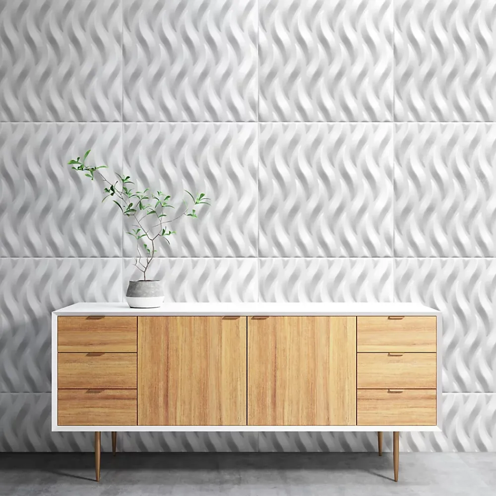 Deccart Panneaux de plafond et panneaux muraux Decoratif 3D Ogien Blanc 5m² / 20pièces- Panneau Mural Décoratif