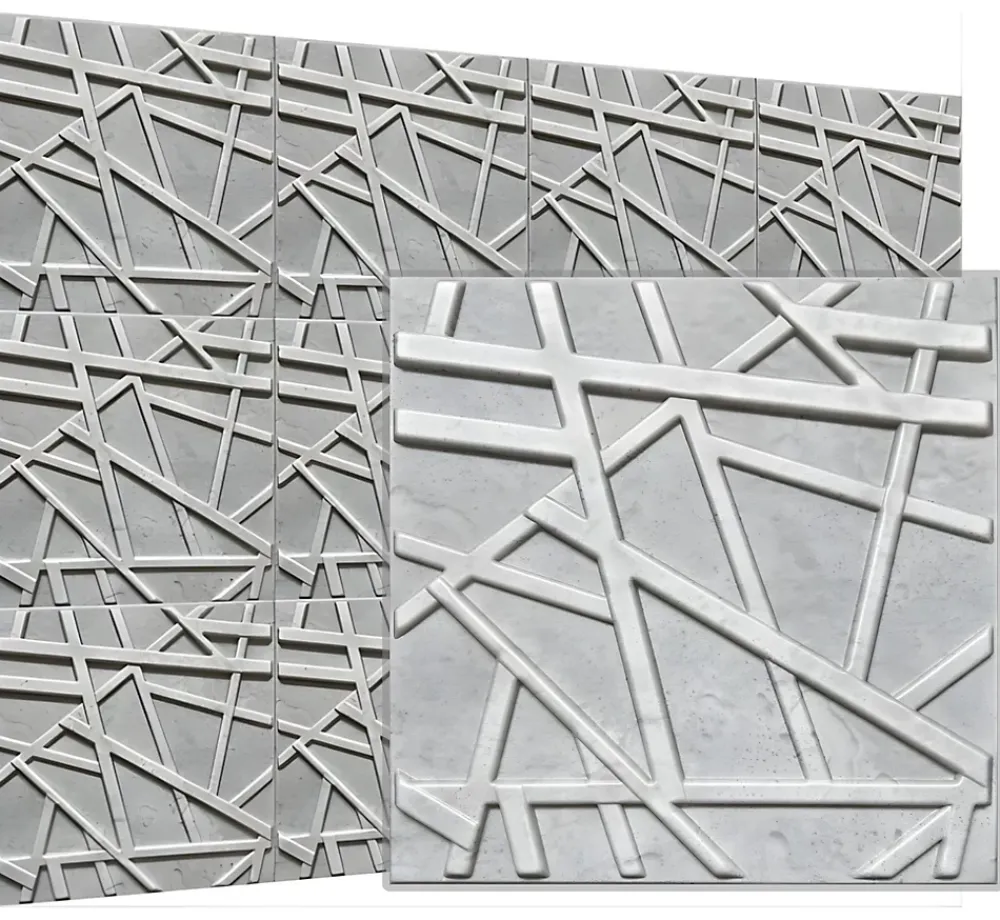 Deccart Panneaux de plafond et panneaux muraux Decoratif 3D Line Béton "69" 5m² / 20pièces- Panneau Mural Décoratif