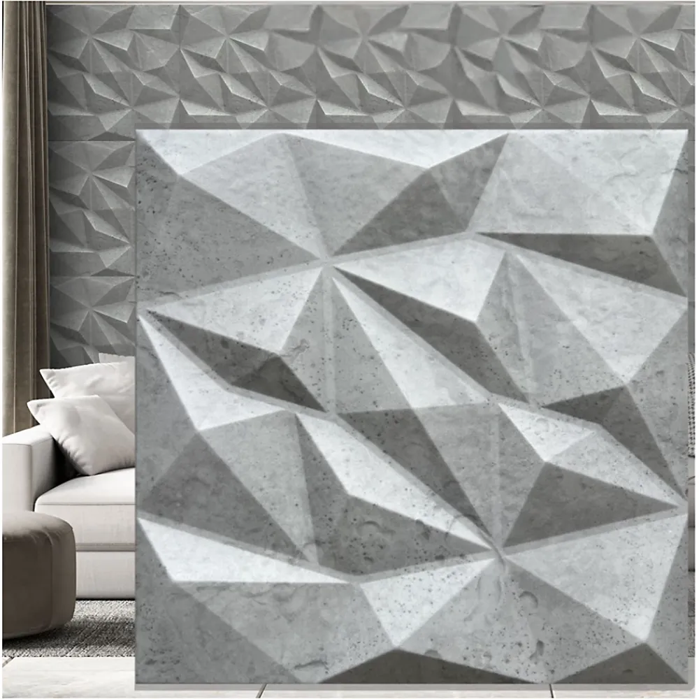 Deccart Panneaux de plafond et panneaux muraux Decoratif 3D Brylant Béton 2m² / 8pièces- Panneau Mural Décoratif