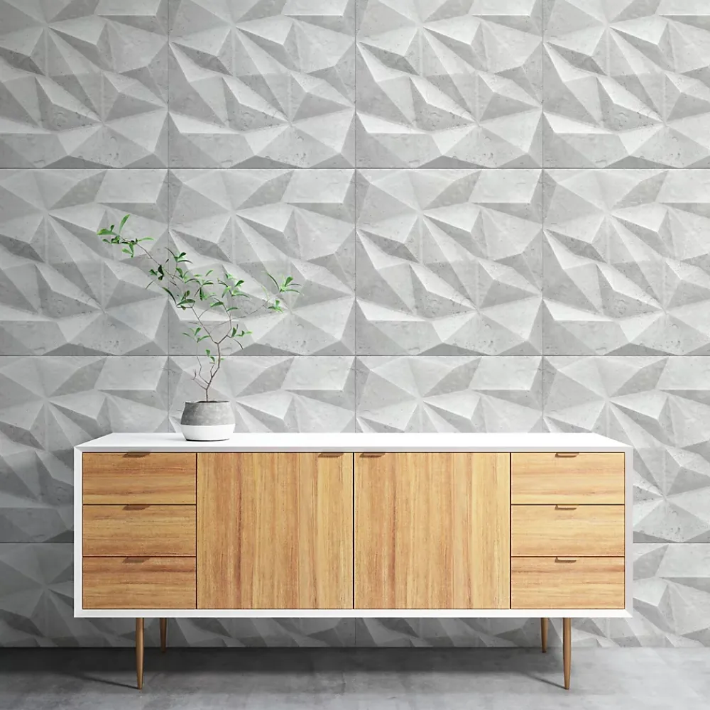 Deccart Panneaux de plafond et panneaux muraux Decoratif 3D Brylant Béton 2m² / 8pièces- Panneau Mural Décoratif