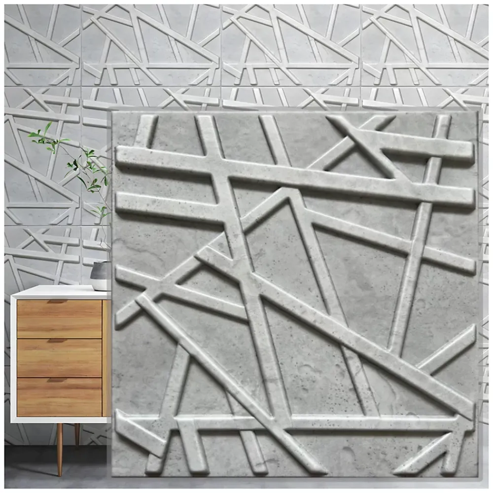 Deccart Panneaux de plafond et panneaux muraux Decoratif 3D Line Béton "69" 8m² / 32pièces- Panneau Mural Décoratif