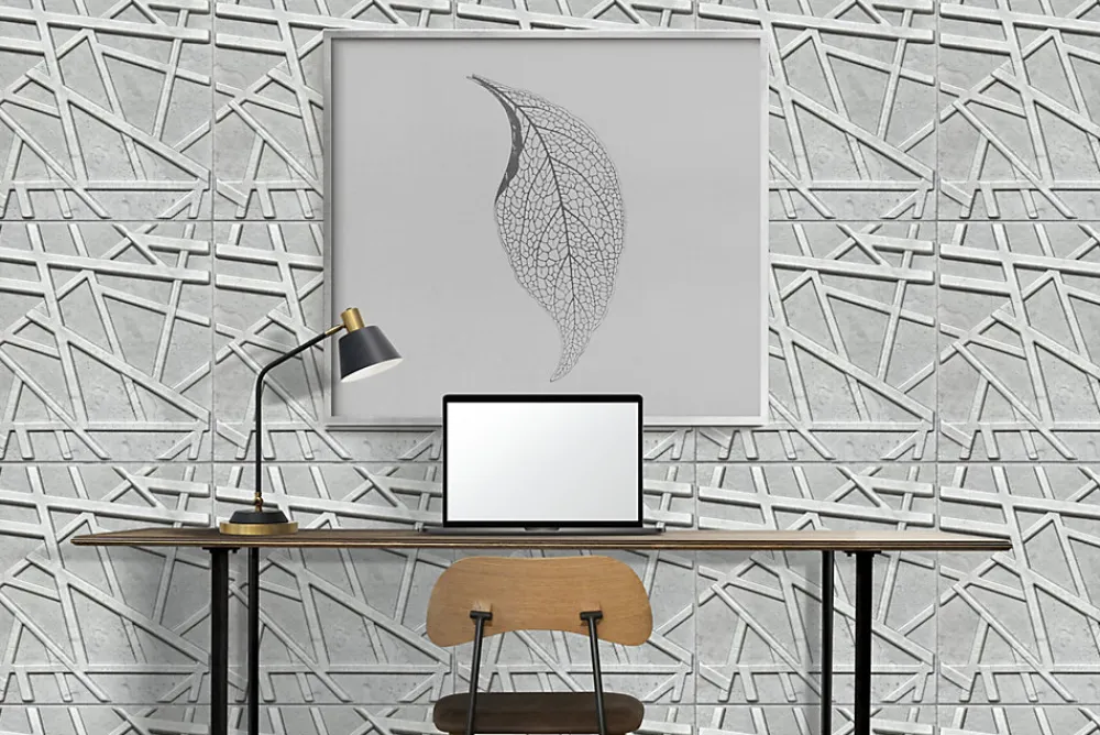 Deccart Panneaux de plafond et panneaux muraux Decoratif 3D Line Béton "69" 8m² / 32pièces- Panneau Mural Décoratif