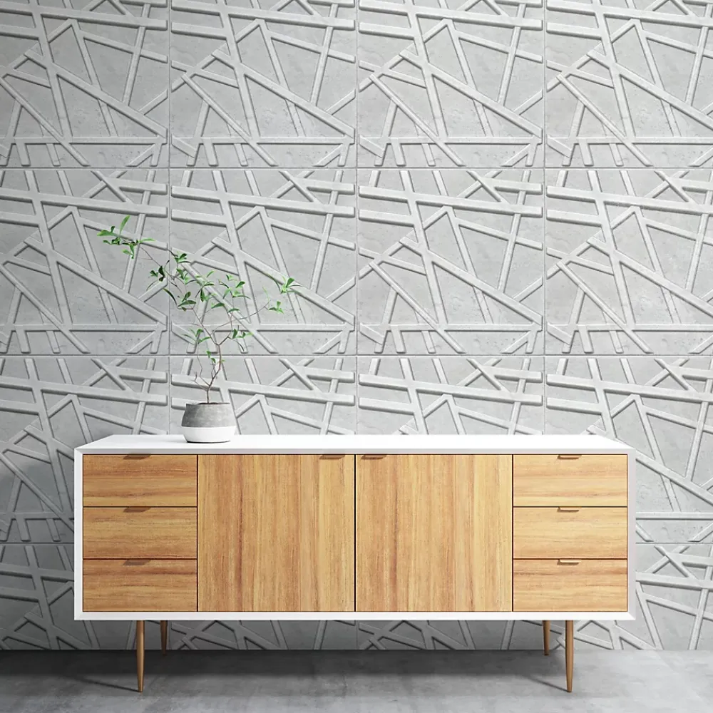 Deccart Panneaux de plafond et panneaux muraux Decoratif 3D Line Béton "69" 8m² / 32pièces- Panneau Mural Décoratif