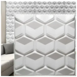 Deccart Panneaux de plafond et panneaux muraux Decoratif 3D Honey Blanc 2m² / 8pièces- Panneau Mural Décoratif