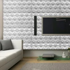 Deccart Panneaux de plafond et panneaux muraux Decoratif 3D Honey Blanc 2m² / 8pièces- Panneau Mural Décoratif