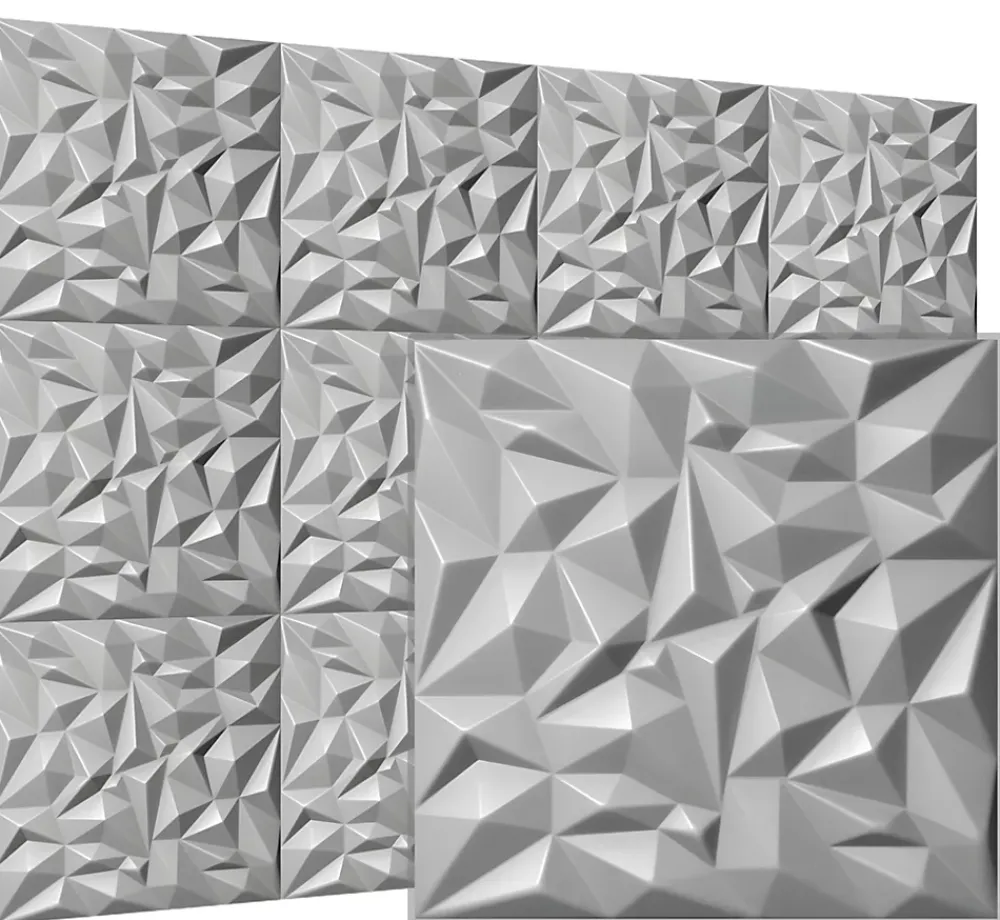 Deccart Panneaux de plafond et panneaux muraux Decoratif 3D Ametyst Gris 8m² / 32pièces- Panneau Mural Décoratif