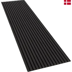 Nordic Acoustics Panneaux muraux acoustiques decoratifs PREMIUM en placage bois veritable chene noir sur MDF noir 240x60 cm- Panneau Tasseau Bois