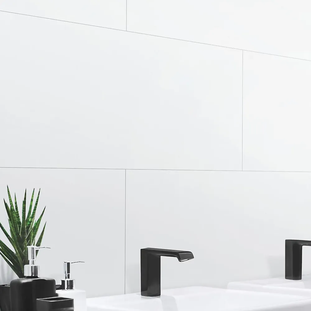 Dumawall+ panneaux muraux douche - dalle pvc gloss white 37,5 cm ht x 65 cm lg - lot de 8 plaques - 1,95 m2- Panneau Mural De Salle De Bains