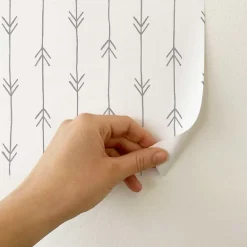 Decochic Papier Peint<Papier peint adhésif boheme flèches gris et blanc en vinyle lavable et amovible - 1 rouleau 50x300 cm -
