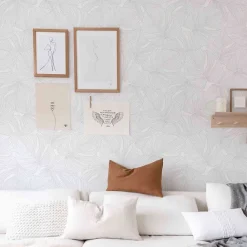 Decochic Papier Peint<Papier peint adhésif palmier gris et blanc en vinyle lavable et amovible - 1 rouleau 50x300 cm -