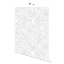 Decochic Papier Peint<Papier peint adhésif palmier gris et blanc en vinyle lavable et amovible - 1 rouleau 50x300 cm -