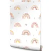 Muralo Papier Peint ARC-EN-CIEL Nuages Cœurs Pour Chambre D'Enfant- Papier Peint